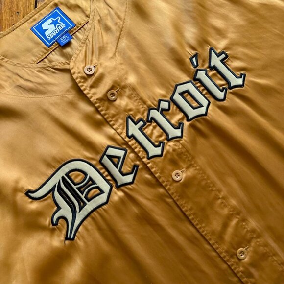 Vintage Starter MLB Detroit Tigers Baseball Jersey Men 2XL Gold Cream Embroider - Picture 4 of 7